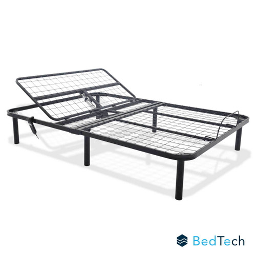Bthu - Twin Long Adjustable Bed Base With Head Position Adjustment - Black