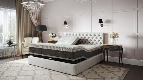 Copper Lux Hybrid - 14" Split Top Queen Mattress With Copper Infused Contouring Memory Comfort Layer And Supportive Coil System - Black / Gray