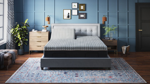Copper Lux Hybrid - 12" Split Top California King Mattress With Copper Infused Contouring Memory Comfort Layer And Supportive Coil System - Black / Gray