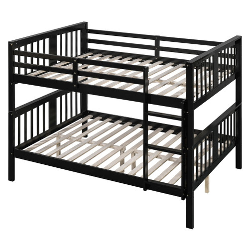 Full Over Full Bunk Bed With Ladder For Bedroom - Espresso