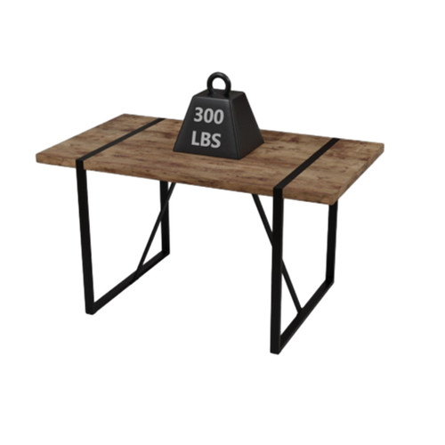 Modern Rural Industrial Dining Table, 55" Rectangular Wood With Metal Legs, Seats 4 - 6 - Wood