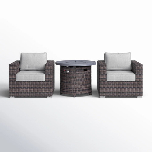 3 Piece Rattan Patio Sofa Set With Comfortable Cushions