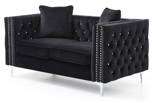 Modern Track Arm Loveseat - Black