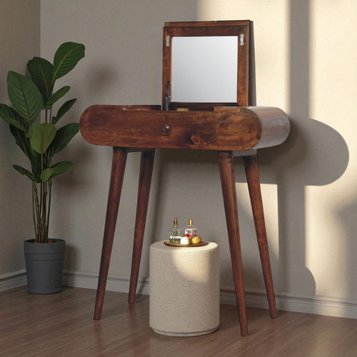 Mini Round Fold Vanity - Chestnut