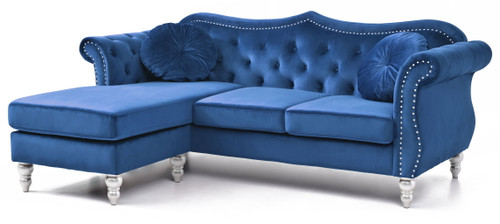 Hollywood - Upholstered Sofa Chaise - Navy Blue