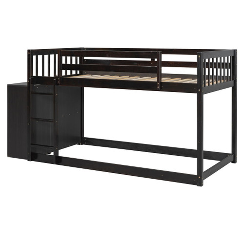 Twin Over Twin Classic Bunk Bed With 4 Drawers And 3 Shelves - Espresso