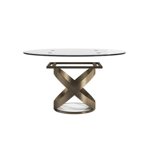Modern Round Glass Top Dining Table With Carbon Steel Legs - White