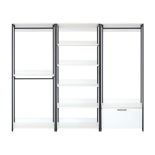 Fiona - Freestanding Walk In Wood Closet System & Metal Frame Melamine - White