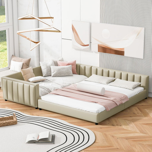 Upholstered Platform Bed, Mother & Child Bed Upholstered Platform Bed, Mother & Child Bed