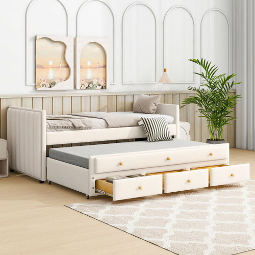 Upholstered Daybed With Trundle And Drawers Upholstered Daybed With Trundle And Drawers