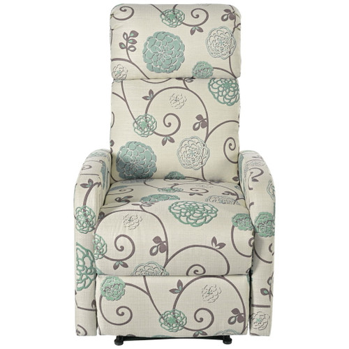 Modern Manual Recliner, Home Theater Chair With Adjustable Backrest For Living Room - Beige / Blue