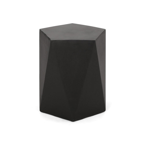 Side Table With Geometric Design - Black