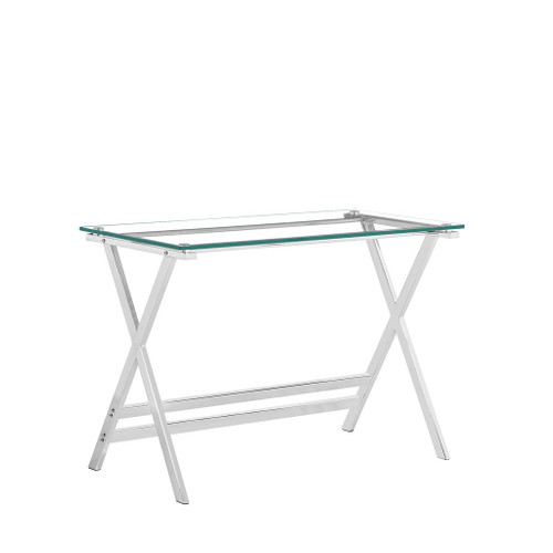 Transparent Glass Computer Desk With Rounded Edges, Tempered Glass Laptop Table - Clear Transparent Glass Computer Desk With Rounded Edges, Tempered Glass Laptop Table - Clear