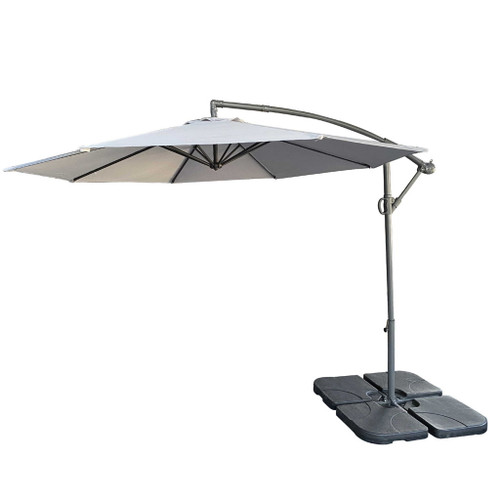 10 Ft Offset Cantilever Patio Umbrella With Crank And Tilt Adjustment For Pool, Deck, And Garden - Gray 10 Ft Offset Cantilever Patio Umbrella With Crank And Tilt Adjustment For Pool, Deck, And Garden - Gray