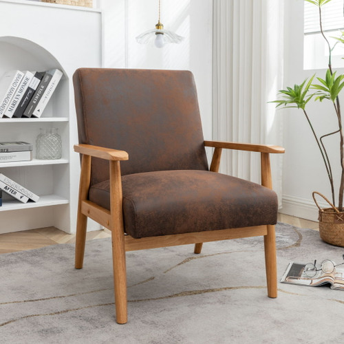 Wide Classic Mid-Century Modern Arm Chair - Light Brown Wide Classic Mid-Century Modern Arm Chair - Light Brown