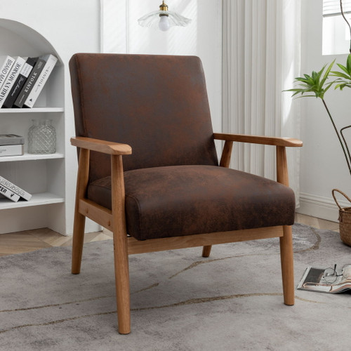 Wide Classic Mid-Century Modern Arm Chair - Brown Wide Classic Mid-Century Modern Arm Chair - Brown