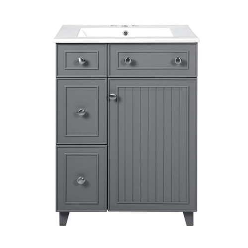 Transitional Style Bathroom Vanity Cabinet With Ceramic Sink Transitional Style Bathroom Vanity Cabinet With Ceramic Sink