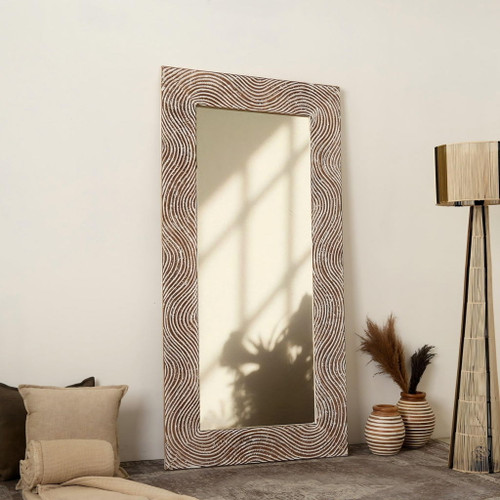 Handcarved Rectangle Mirror Accent With 3mm Glass - Antique White Handcarved Rectangle Mirror Accent With 3mm Glass - Antique White
