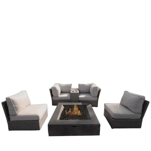 Patio Conversation Set & Cushions, Seats 4 - Gray Mix Patio Conversation Set & Cushions, Seats 4 - Gray Mix