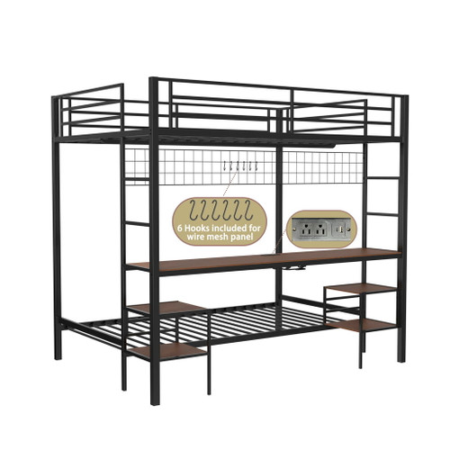 Ethan - Bunk Bed With Desk, Charging Station, Storage Shelves Ethan - Bunk Bed With Desk, Charging Station, Storage Shelves