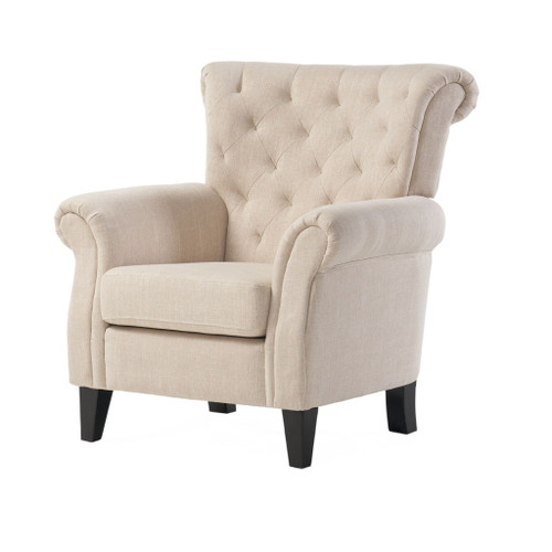 Springfield - Tufted Club Chair Stylish Upholstery - Light Beige Springfield - Tufted Club Chair Stylish Upholstery - Light Beige