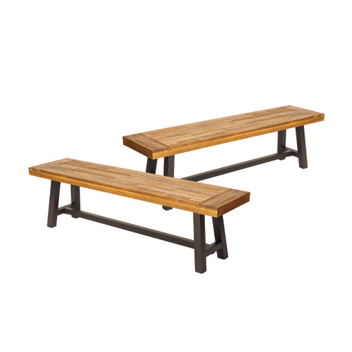 Tranquilizer - Outdoor Acacia Wood Bench With Slat Panel Design Tranquilizer - Outdoor Acacia Wood Bench With Slat Panel Design