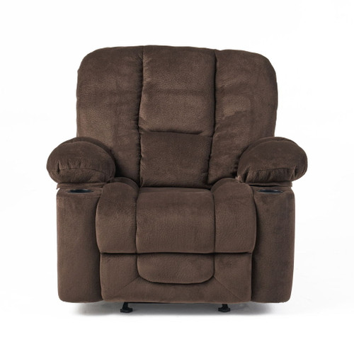 Luxurious Manual Recliner Chair With Skin-Friendly Fabric And Dual Cup Holders Luxurious Manual Recliner Chair With Skin-Friendly Fabric And Dual Cup Holders