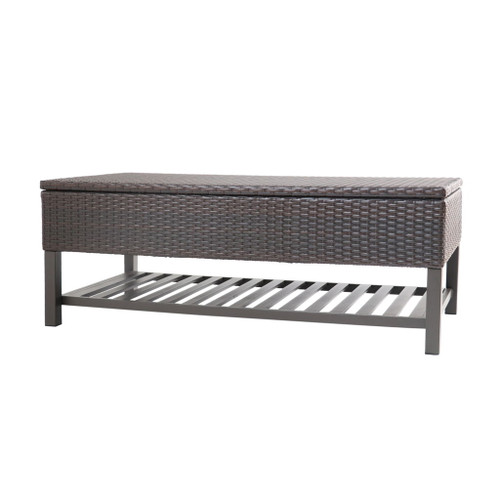 Regent - Storage Bench With Metal Rack - Brown Multi Regent - Storage Bench With Metal Rack - Brown Multi