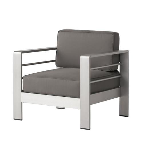 Outdoor Aluminum Club Chair With Cushion - Gray Outdoor Aluminum Club Chair With Cushion - Gray