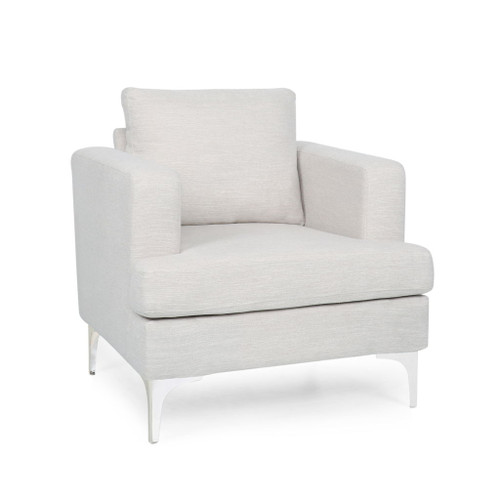 Upholstered Fabric Club Chair With Iron Legs - Beige Upholstered Fabric Club Chair With Iron Legs - Beige