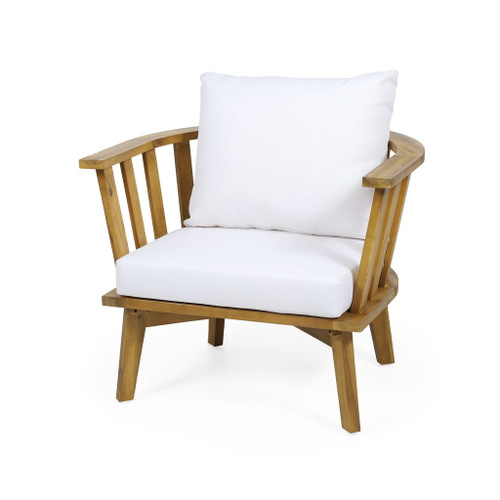 Outdoor Club Chair With Curved Backrest And Frame - White Outdoor Club Chair With Curved Backrest And Frame - White