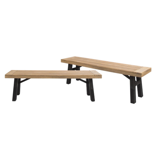 Outdoor Bench With Slat Panel Design And Acacia Wood Frame Outdoor Bench With Slat Panel Design And Acacia Wood Frame
