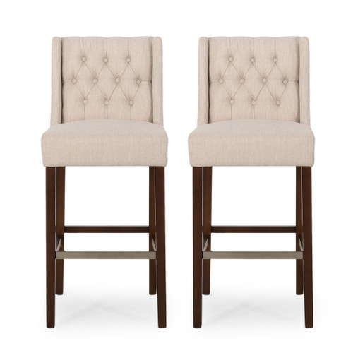 Solstara - Upholstered Dining Barstool With Button Tufted And Wing Back Solstara - Upholstered Dining Barstool With Button Tufted And Wing Back