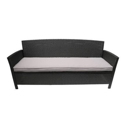 Thalassa - Outdoor 3 Seater Sofa With Water Resistant Cushion - Gray / Black Thalassa - Outdoor 3 Seater Sofa With Water Resistant Cushion - Gray / Black
