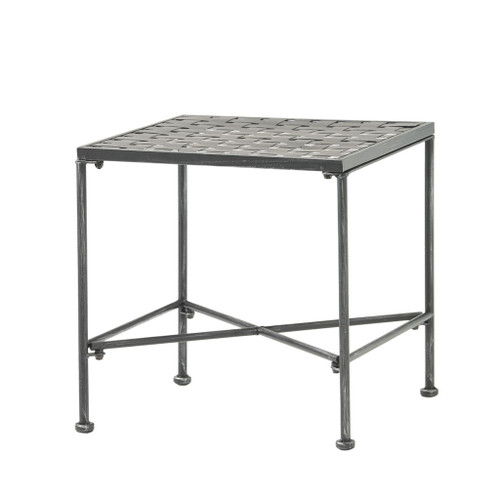 Outdoor Square Side Table With X Shaped Iron Frame - Black Outdoor Square Side Table With X Shaped Iron Frame - Black
