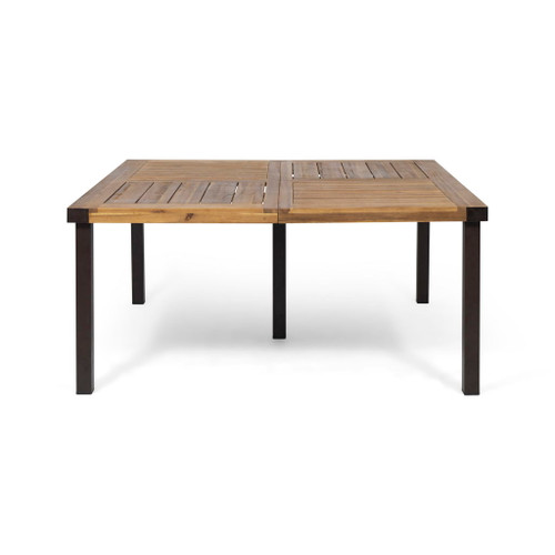 Lankershim - Modern Industrial Dining Table With Acacia Wood Slat Design - Teak Lankershim - Modern Industrial Dining Table With Acacia Wood Slat Design - Teak
