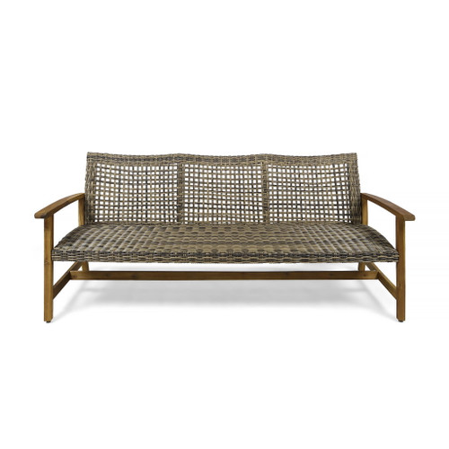 Outdoor 3 Seater Sofa With Rattan Cover - Gray Outdoor 3 Seater Sofa With Rattan Cover - Gray