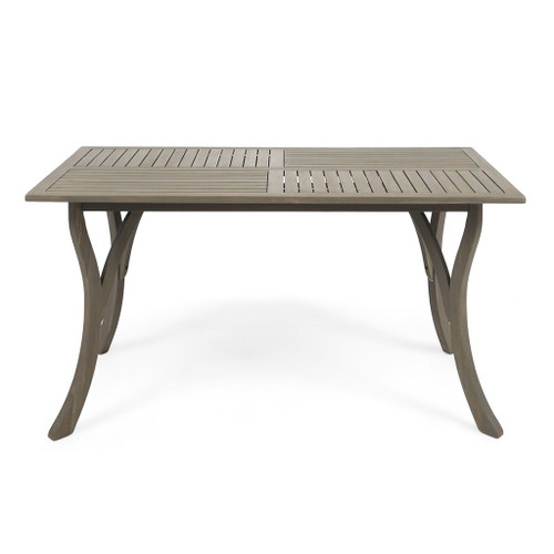Transitional Acacia Wood Dining Table With Slat Panel Top - Gray Transitional Acacia Wood Dining Table With Slat Panel Top - Gray