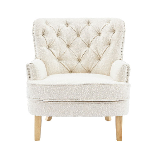 Vintage Style Club Chair, Granular Plush Fabric, Rubber Wood Legs - Almond Vintage Style Club Chair, Granular Plush Fabric, Rubber Wood Legs - Almond