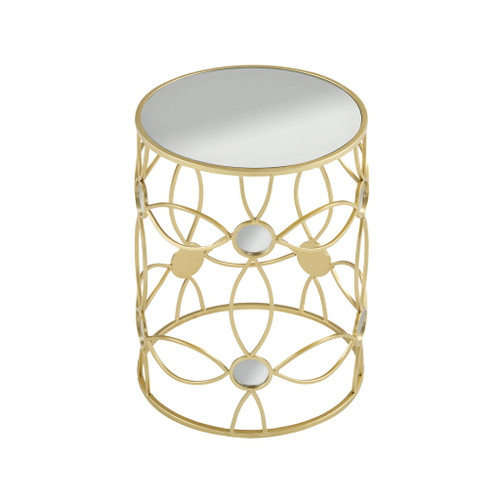 Modern Side Table With Mirror Top And Metal Frame - Gold / Clear Modern Side Table With Mirror Top And Metal Frame - Gold / Clear