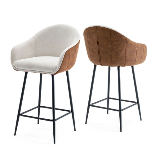 Modern Style Counter Height Bar Stools, With Comfortable Upholstery, Durable Metal Legs Ensure Stability - Brown Modern Style Counter Height Bar Stools, With Comfortable Upholstery, Durable Metal Legs Ensure Stability - Brown