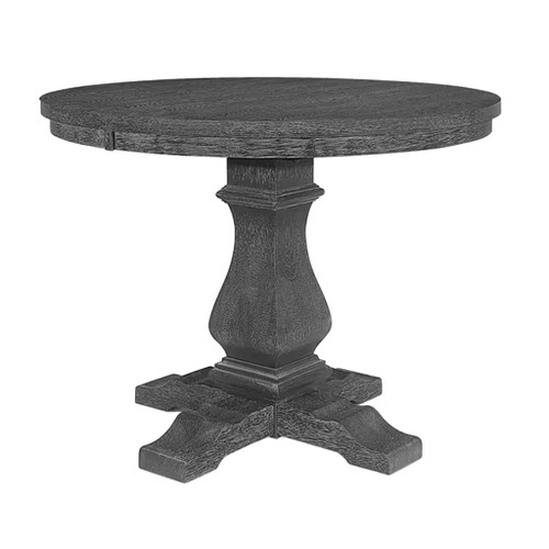 Rustic Extendable Dining Table With Pedestal Base - Gray Rustic Extendable Dining Table With Pedestal Base - Gray