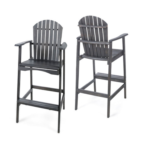Outdoor Acacia Wood Adirondack Barstools (Set of 2) Outdoor Acacia Wood Adirondack Barstools (Set of 2)
