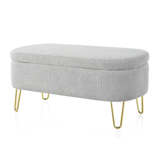 Upholstered Oval Storage Bench For Living Room Upholstered Oval Storage Bench For Living Room
