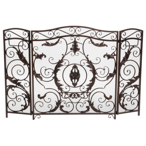 Mariella - Traditional Floral Iron Fireplace Screen With Ornate Design Mariella - Traditional Floral Iron Fireplace Screen With Ornate Design