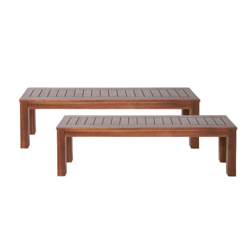 Acacia Wood Outdoor Bench With Beautiful Slat Paneling - Dark Brown Acacia Wood Outdoor Bench With Beautiful Slat Paneling - Dark Brown