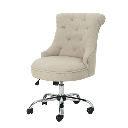 Fidelity - Upholstered Office Chair With Sloped Arms And Rolled Backrest - Wheat / Chrome Fidelity - Upholstered Office Chair With Sloped Arms And Rolled Backrest - Wheat / Chrome