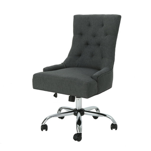 Glory Diamond Tufted Upholstered Office Chair With Rolling Casters And Sloped Arms - Dark Gray / Chrome Glory Diamond Tufted Upholstered Office Chair With Rolling Casters And Sloped Arms - Dark Gray / Chrome