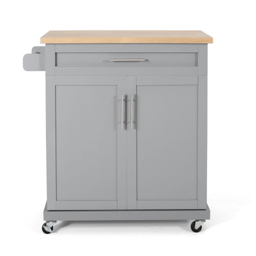 Negley - Contemporary Kitchen Cart With Wheels - Gray Negley - Contemporary Kitchen Cart With Wheels - Gray