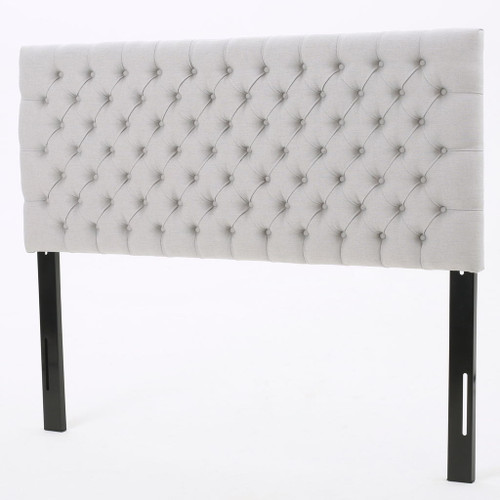 Queen Size Headboard With Button Tufting - Light Gray Queen Size Headboard With Button Tufting - Light Gray